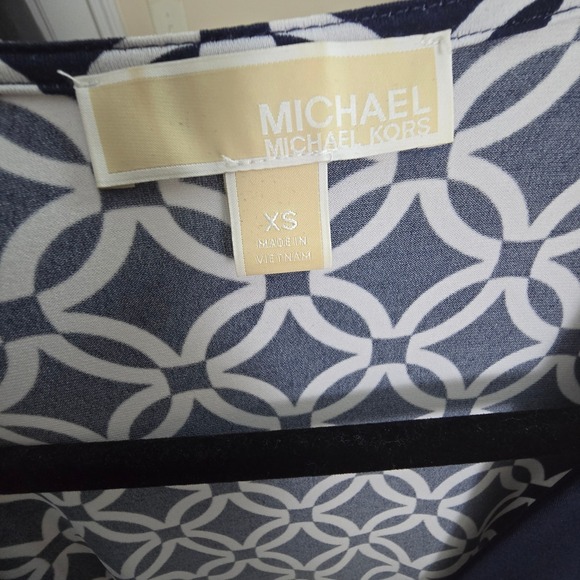 Michael Michael Kors Wrap Dress Womens XS Navy White Geometric Link Office - Picture 4 of 10